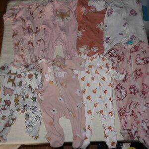 LOT OF (8) INFANT GIRL SLEEPWEAR SIZE 3 MONTHS